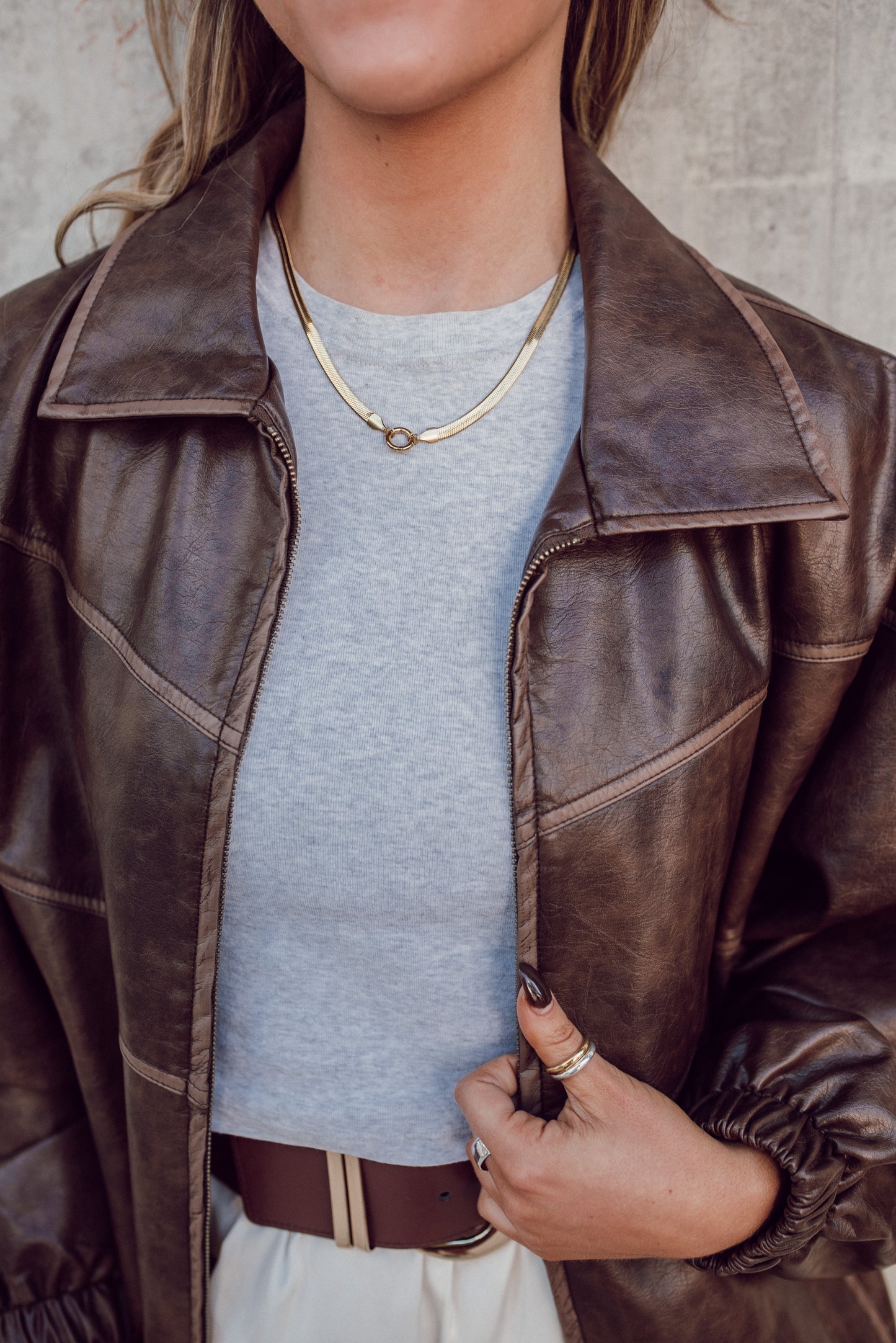 Hattie Herringbone Charm Necklace