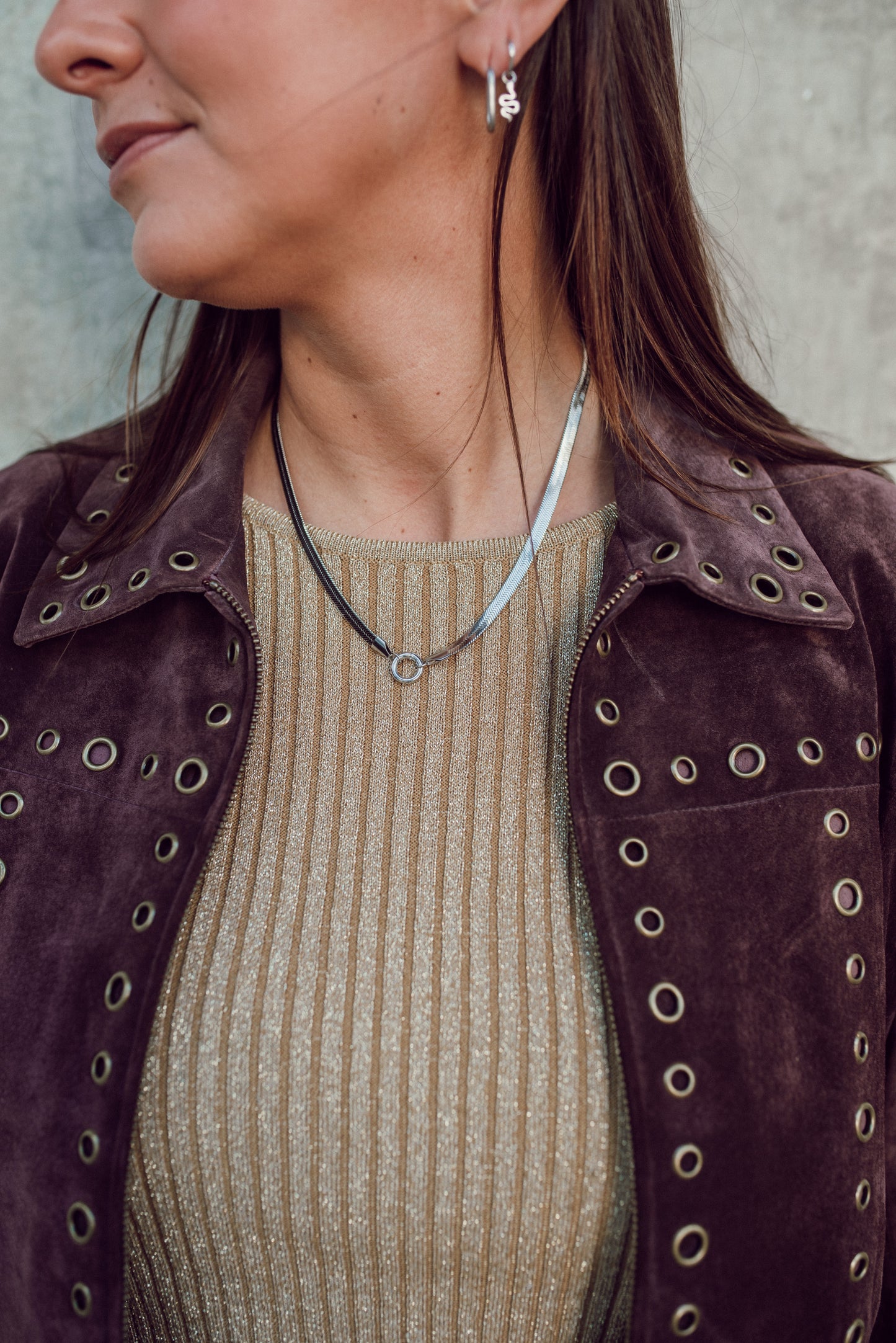 Hattie Herringbone Charm Necklace