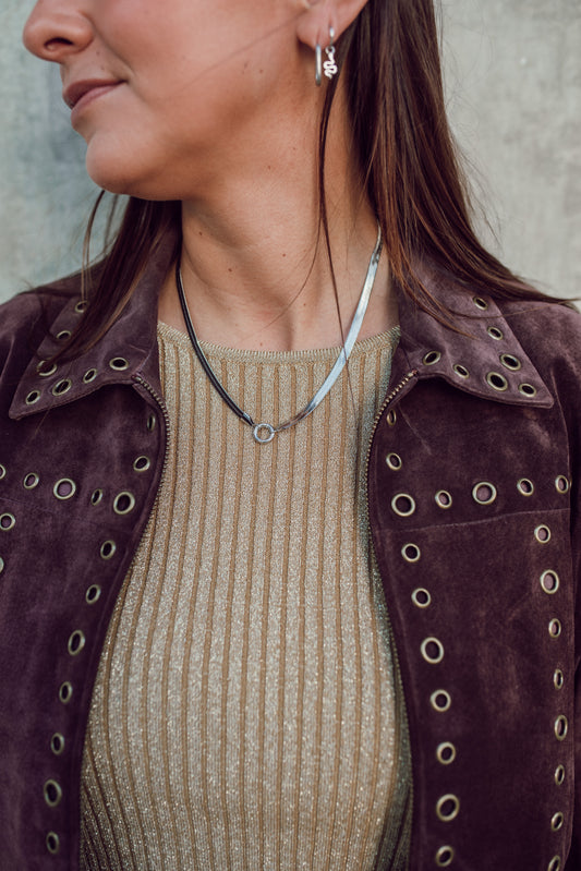 Hattie Herringbone Charm Necklace